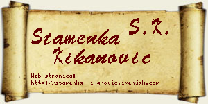 Stamenka Kikanović vizit kartica